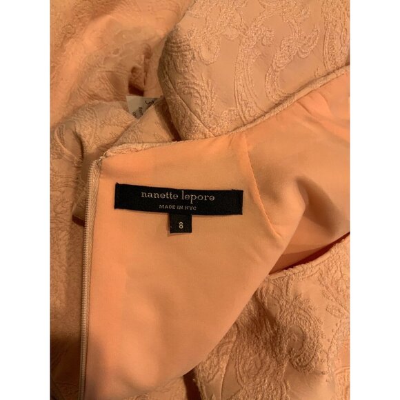 Nanette Lepore Light Peach Pink Paisley Textured Pattern Dress, Size 8 - Picture 6 of 6